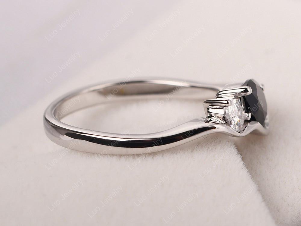 Unique Mothers Rings 2 Stones Black Spinel Ring - LUO Jewelry