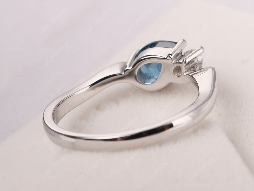 Unique Mothers Rings 2 Stones London Blue Topaz Ring - LUO Jewelry