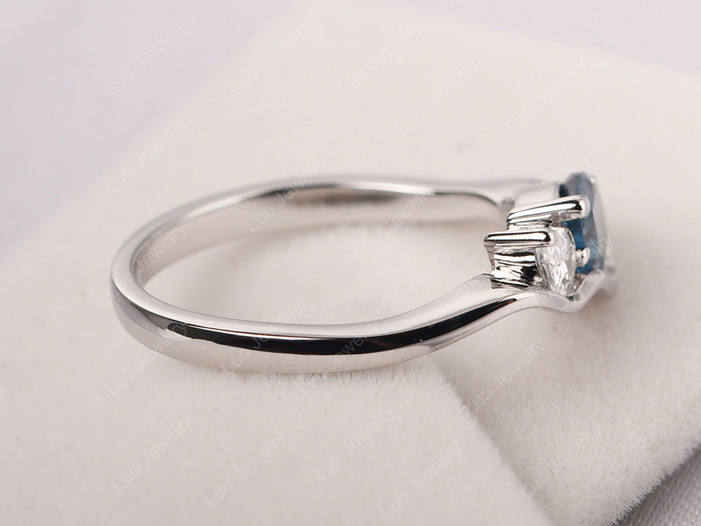 Unique Mothers Rings 2 Stones London Blue Topaz Ring - LUO Jewelry