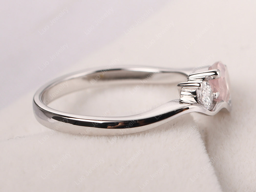 Unique Mothers Rings 2 Stones Rose Quartz Ring - LUO Jewelry