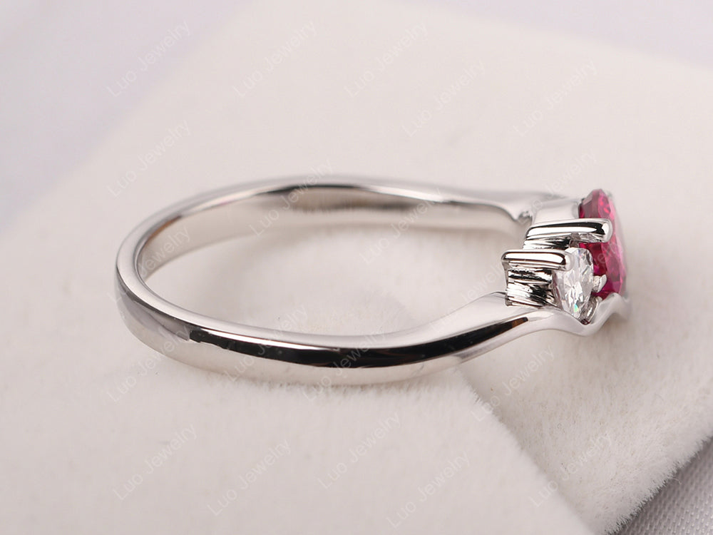 Unique Mothers Rings 2 Stones Ruby Ring - LUO Jewelry