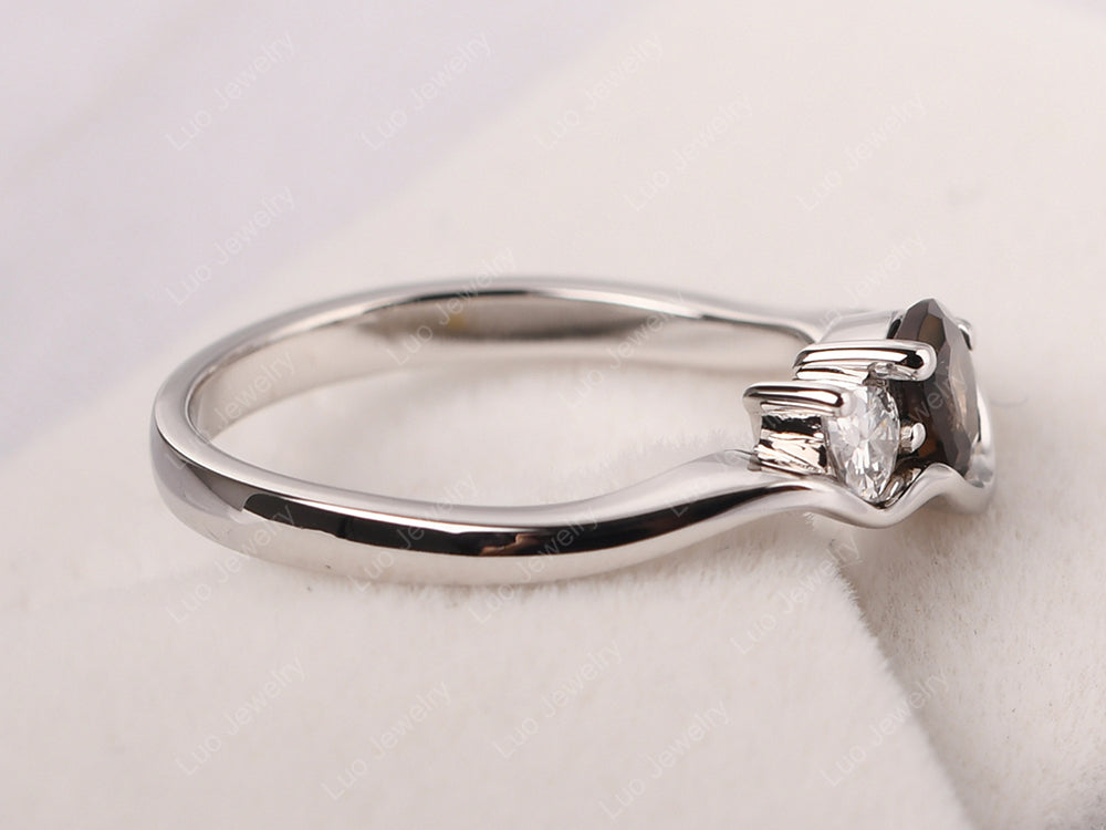 Unique Mothers Rings 2 Stones Smoky Quartz  Ring - LUO Jewelry