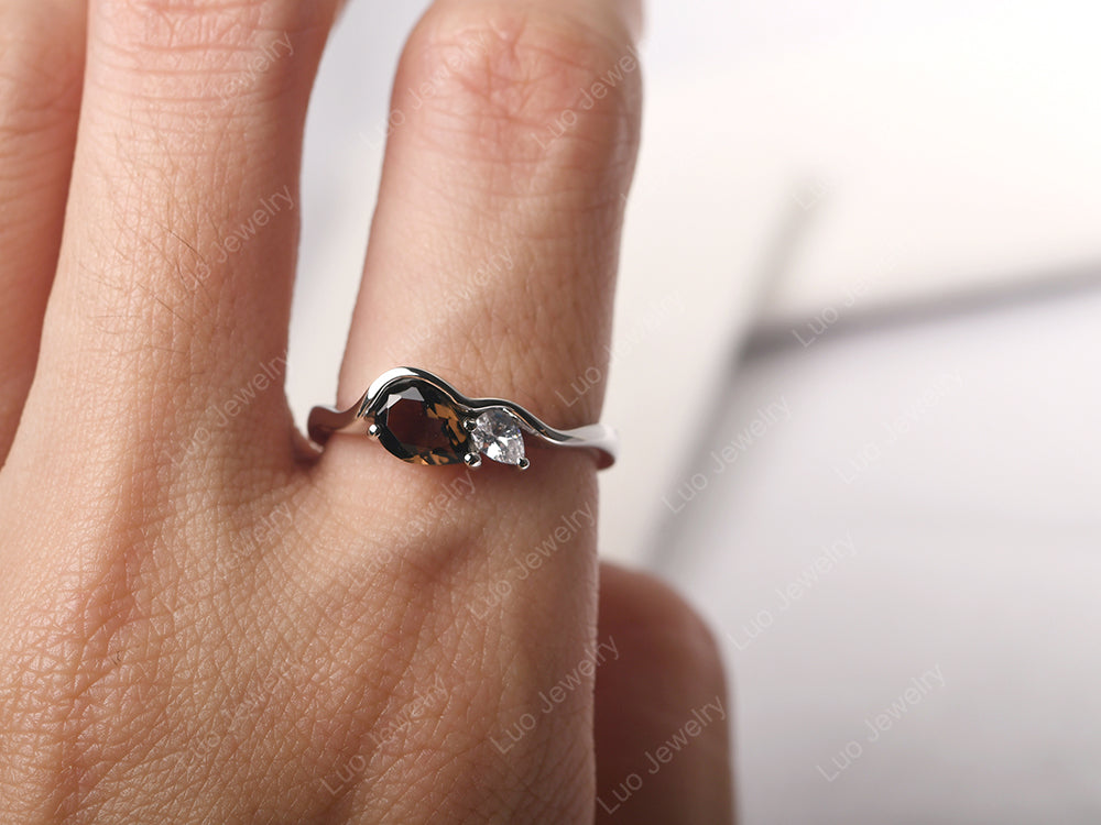 Unique Mothers Rings 2 Stones Smoky Quartz  Ring - LUO Jewelry