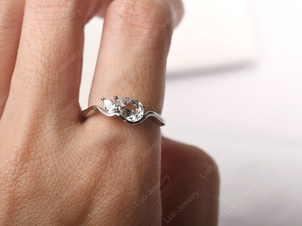 Unique Mothers Rings 2 Stones White Topaz Ring - LUO Jewelry