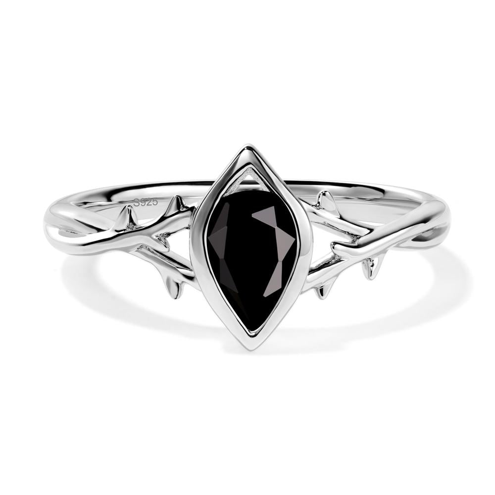 Twig Black Spinel Bezel Set Ring - LUO Jewelry #metal_sterling silver