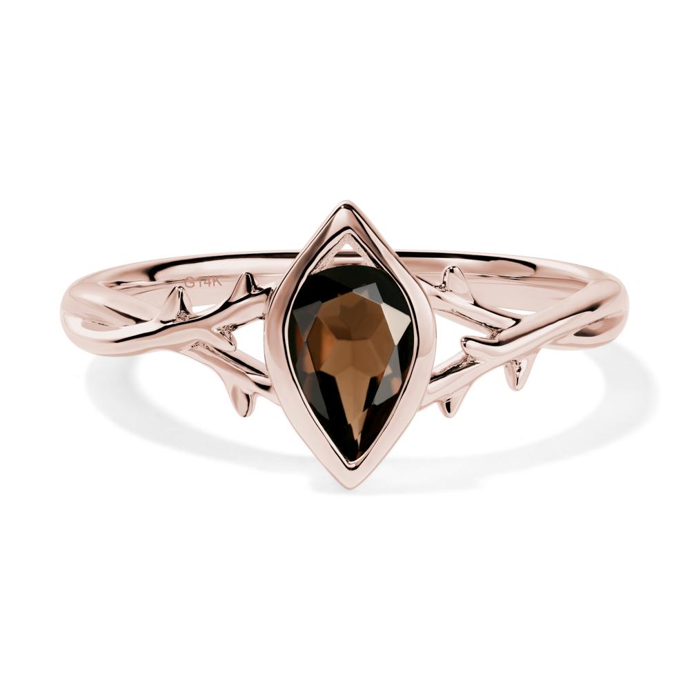 Twig Smoky Quartz Bezel Set Ring - LUO Jewelry #metal_14k rose gold