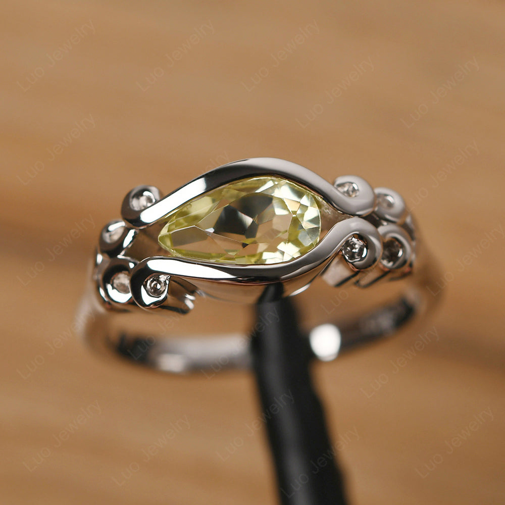 Simple Classic Lemon Quartz Engagement Ring - LUO Jewelry