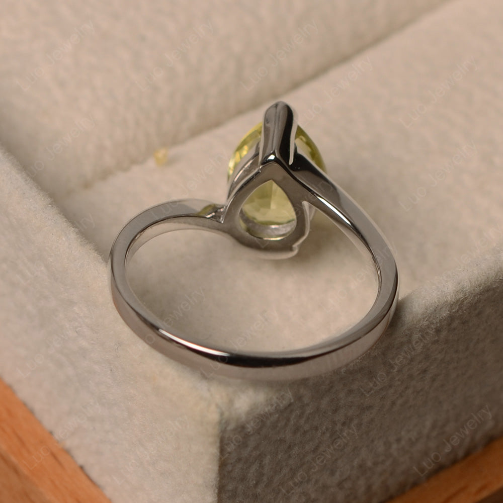 Pear Shaped Lemon Quartz Solitaire Engagement Ring - LUO Jewelry
