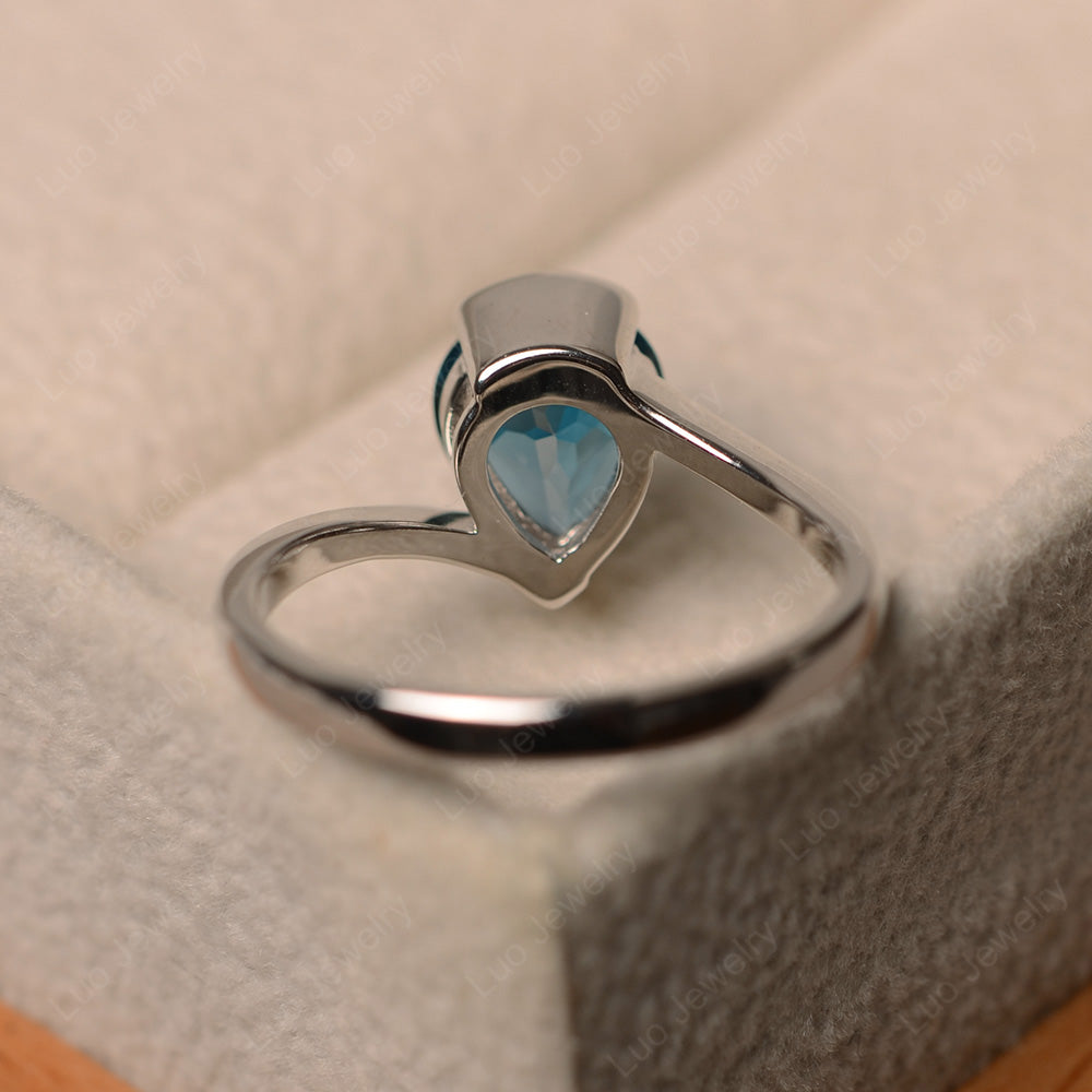 Pear Shaped London Blue Topaz Solitaire Engagement Ring - LUO Jewelry