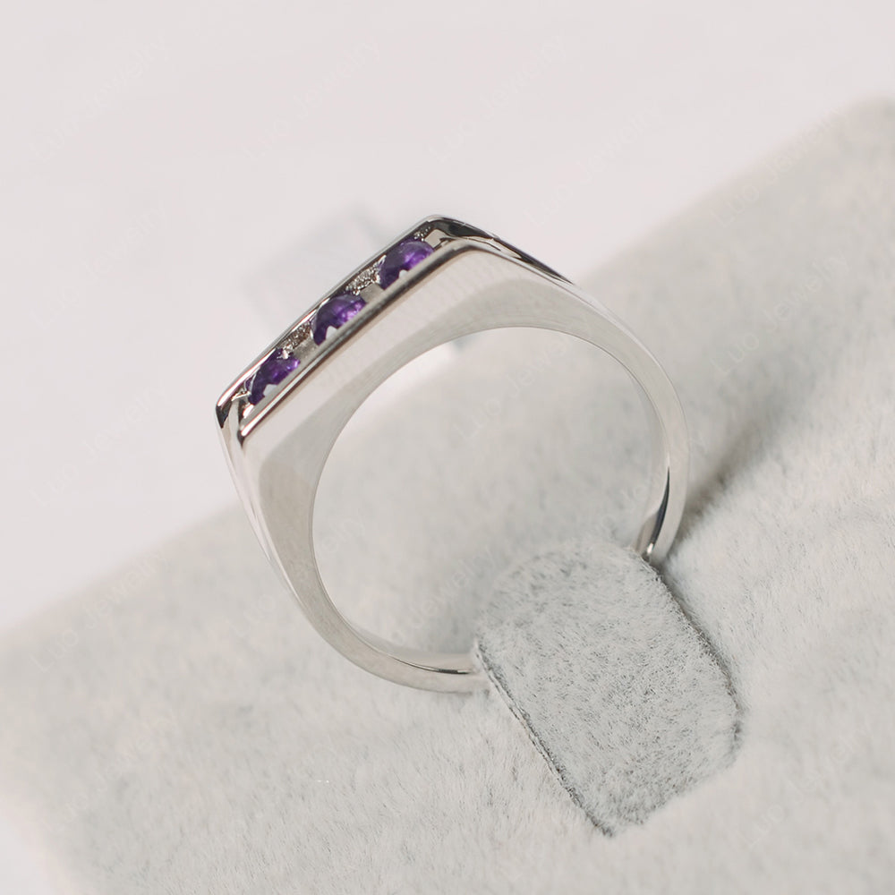 3 Stone Amethyst Band Ring - LUO Jewelry