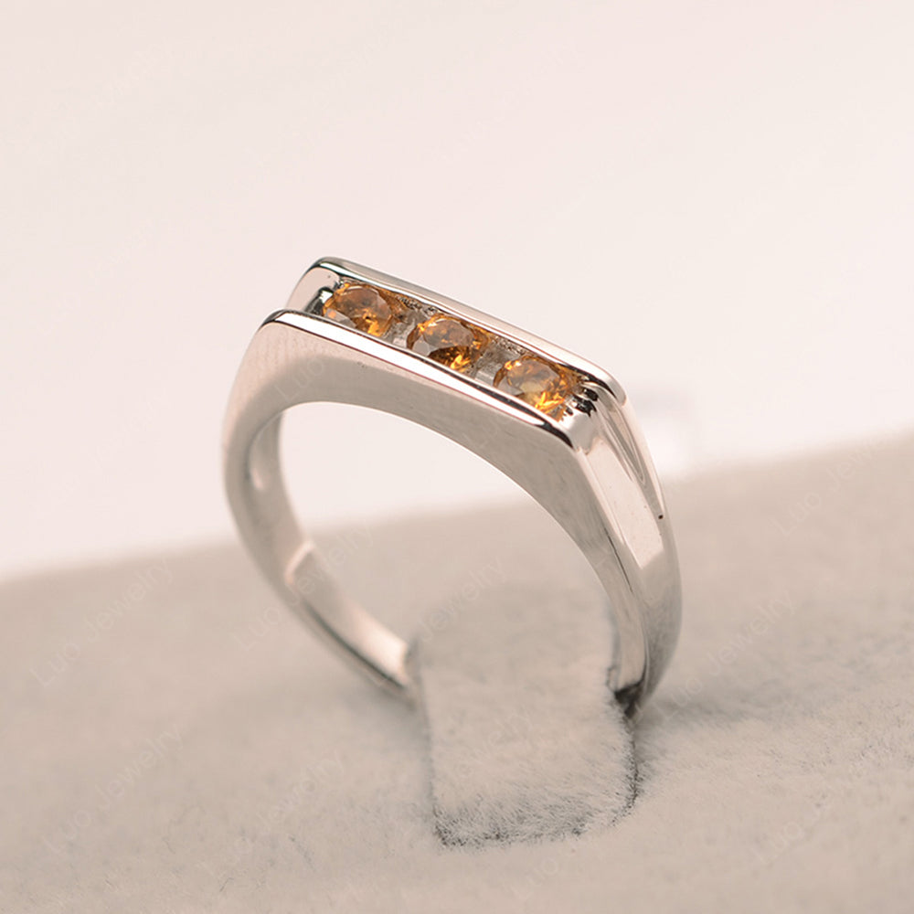 3 Stone Citrine Band Ring - LUO Jewelry