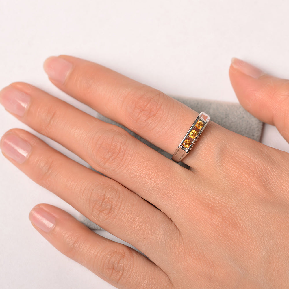 3 Stone Citrine Band Ring - LUO Jewelry