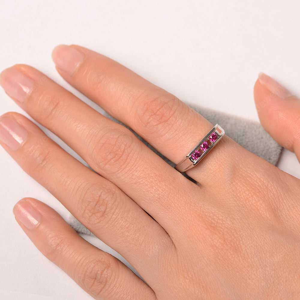 3 Stone Ruby Band Ring - LUO Jewelry