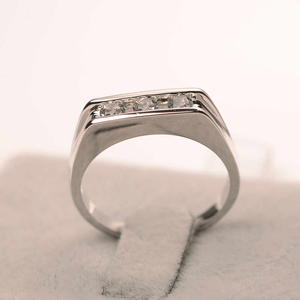 3 Stone White Topaz Band Ring - LUO Jewelry