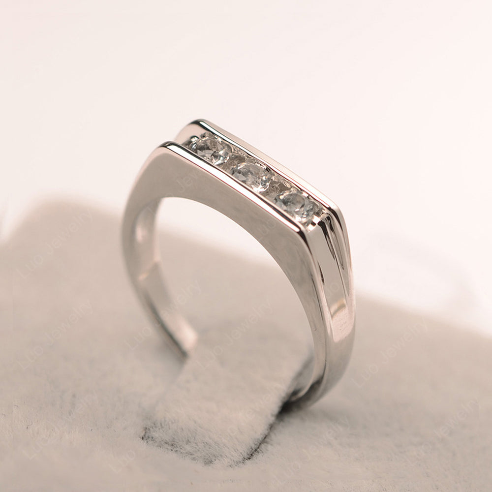 3 Stone White Topaz Band Ring - LUO Jewelry
