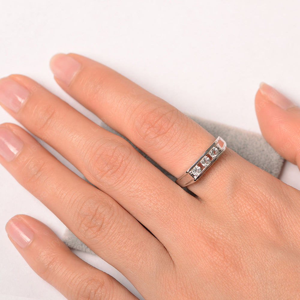 3 Stone White Topaz Band Ring - LUO Jewelry