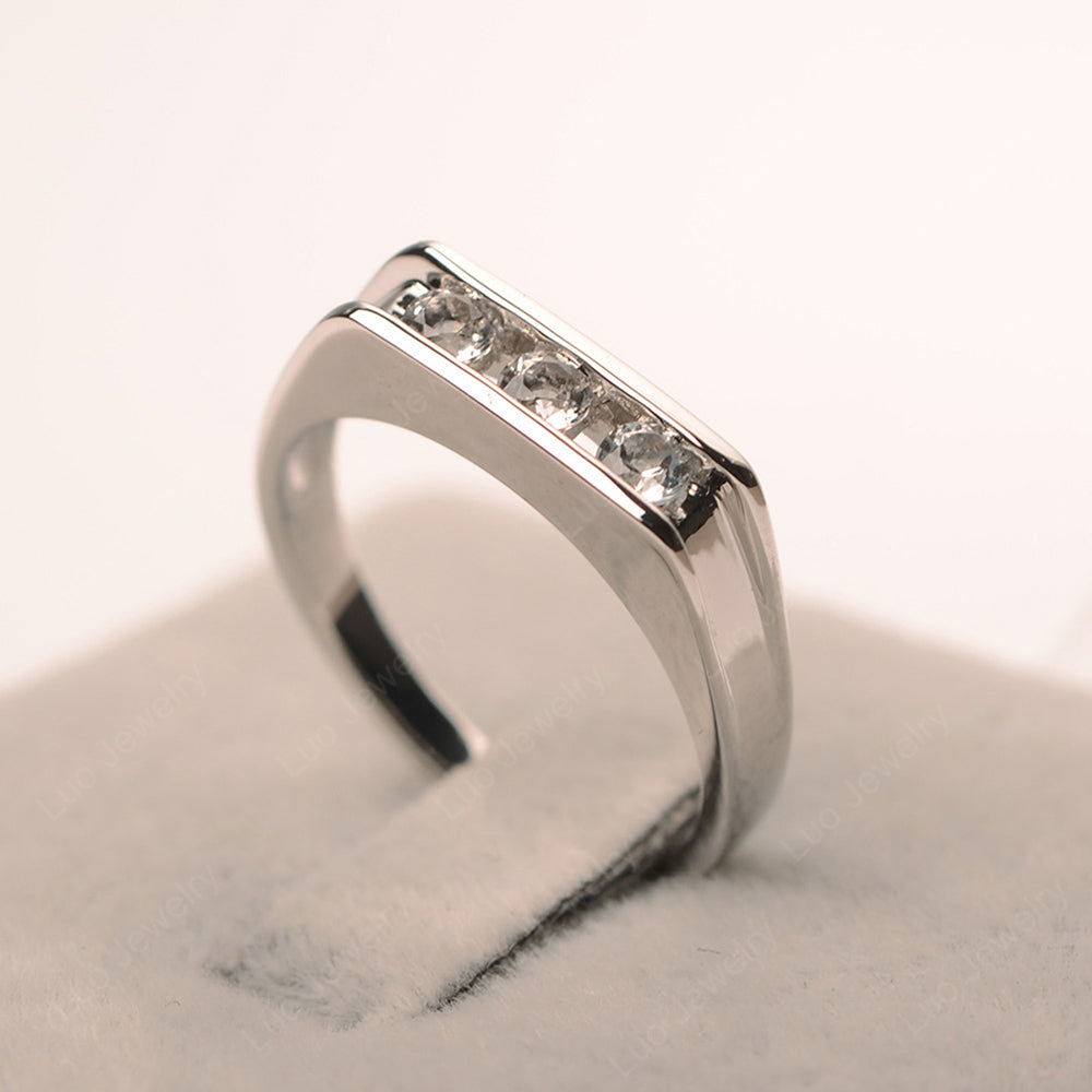 3 Stone White Topaz Band Ring - LUO Jewelry