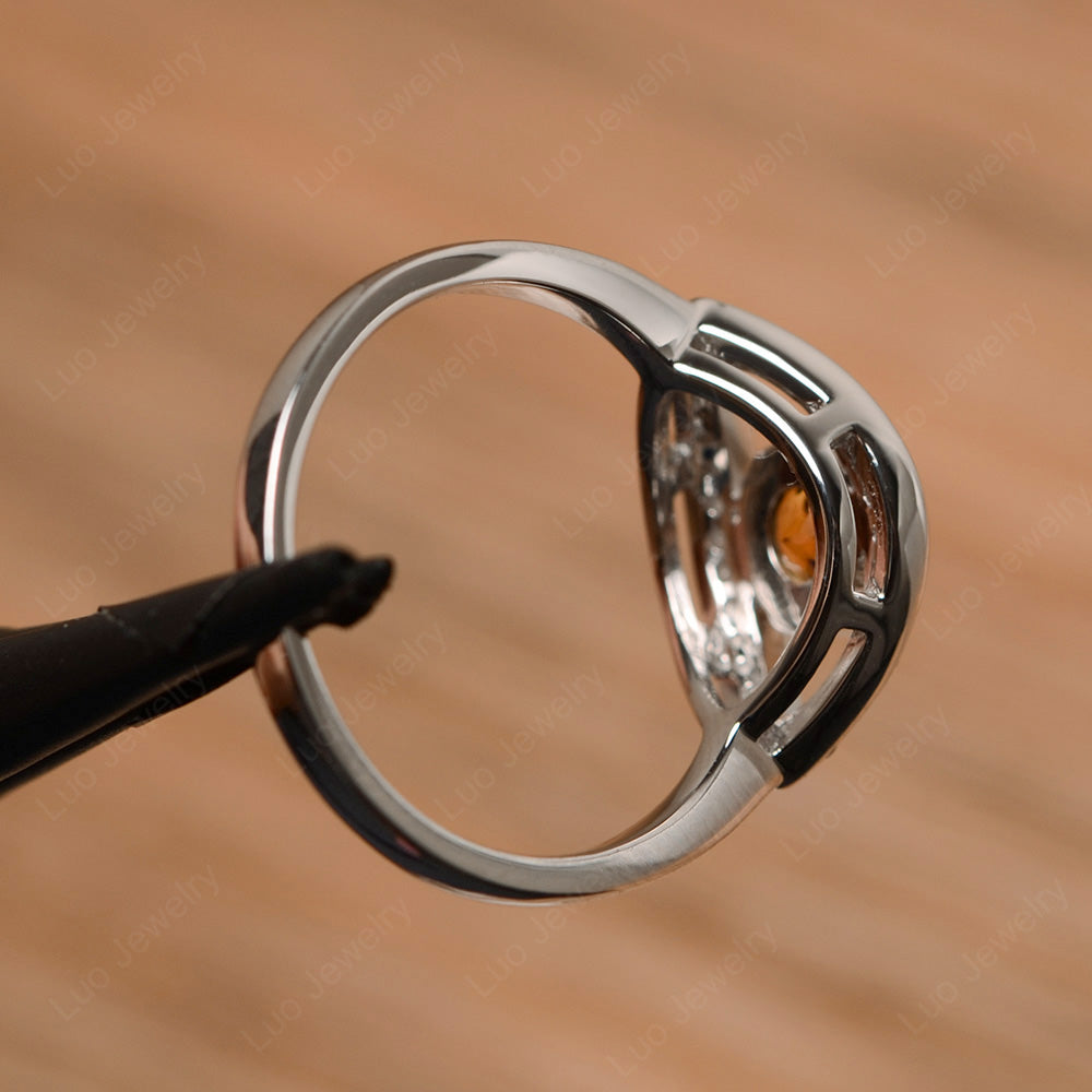 Citrine Evil Ring Bezel Set White Gold - LUO Jewelry