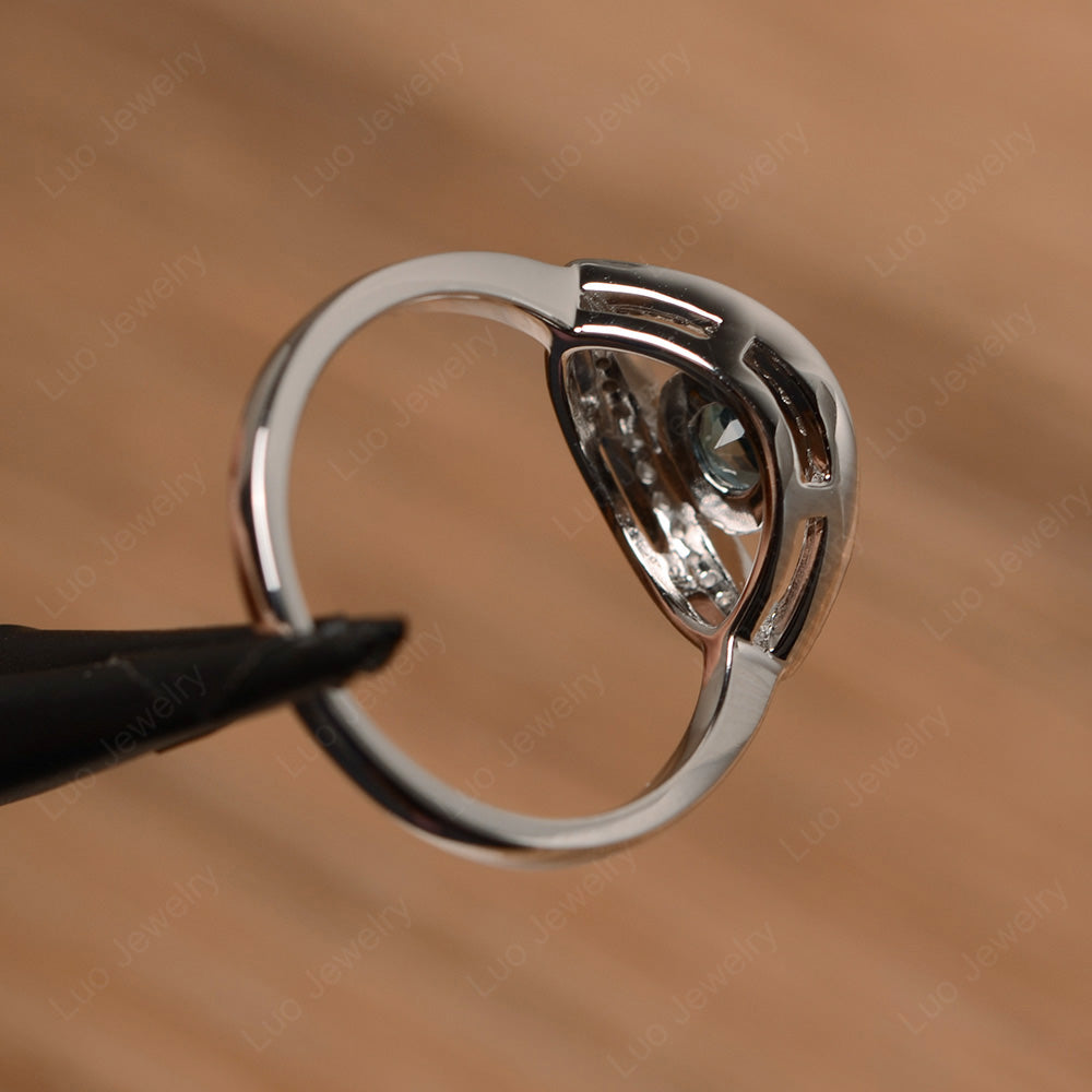 London Blue Topaz Evil Ring Bezel Set White Gold - LUO Jewelry