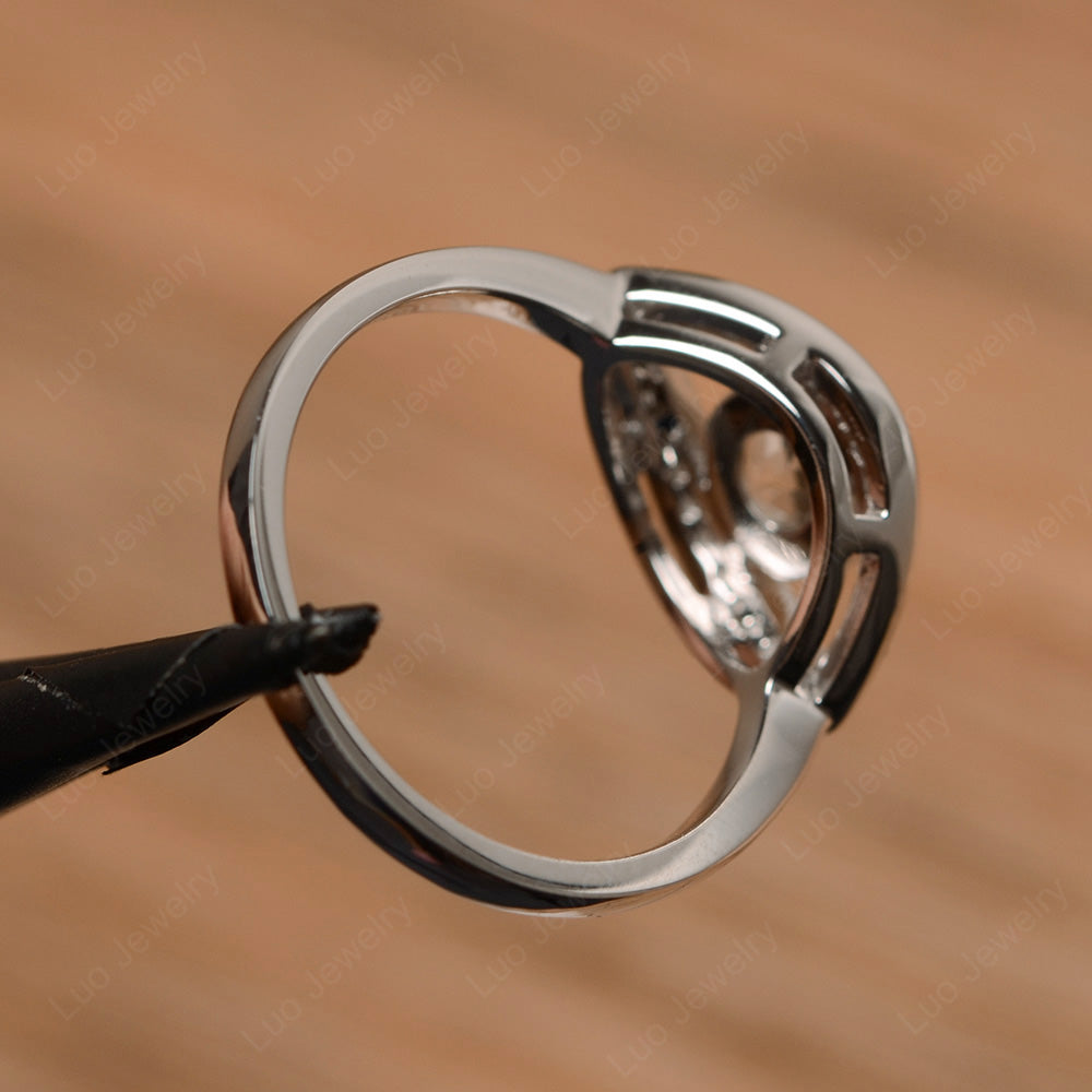 White Topaz Evil Ring Bezel Set White Gold - LUO Jewelry