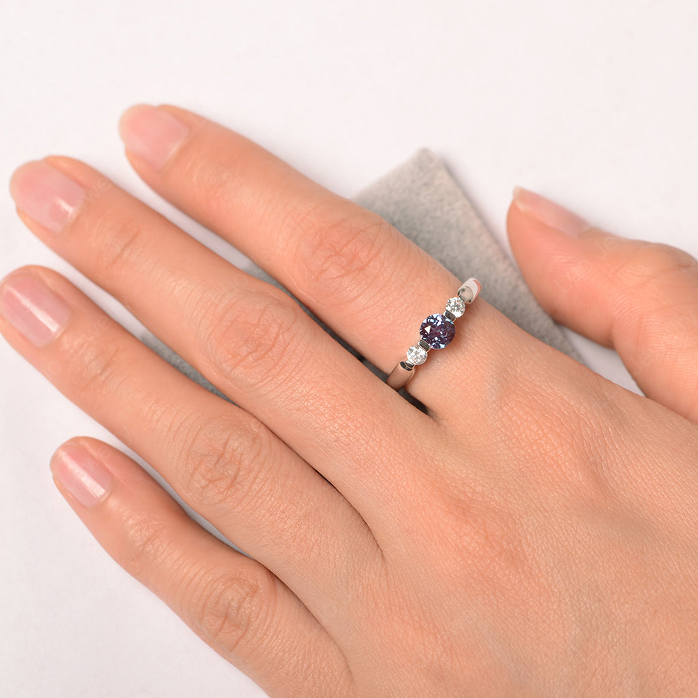 3 Stone Alexandrite Mothers Band Ring White Gold - LUO Jewelry