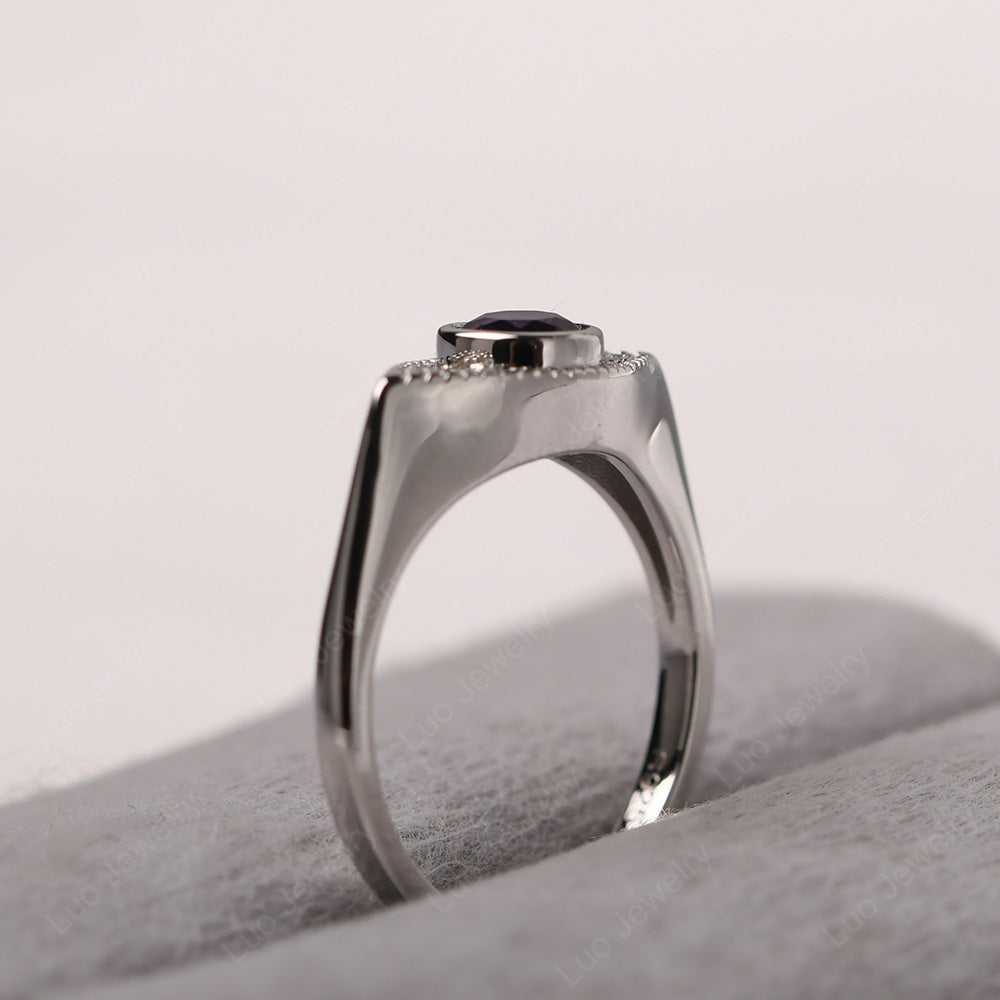 Amethyst Ring Evil Eye Ring Yellow Gold - LUO Jewelry