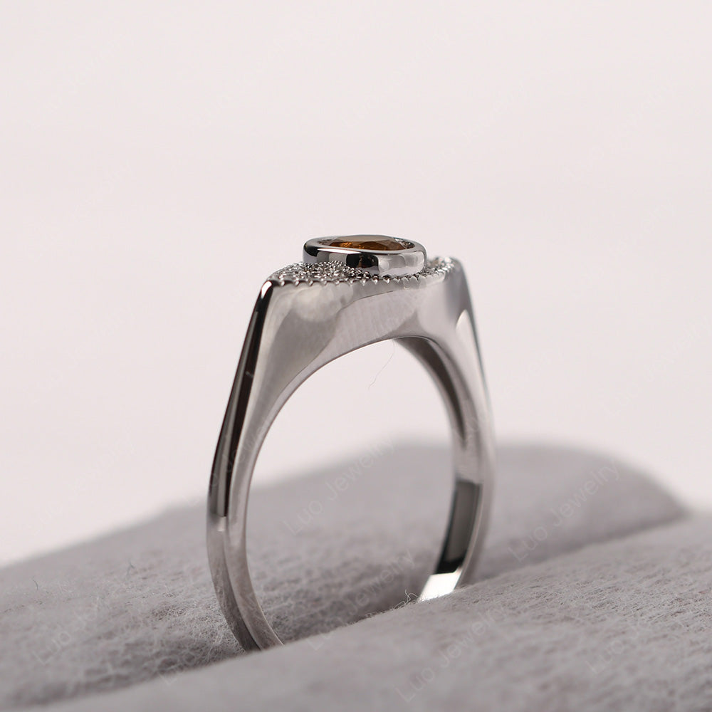 Citrine Ring Evil Eye Ring Yellow Gold - LUO Jewelry