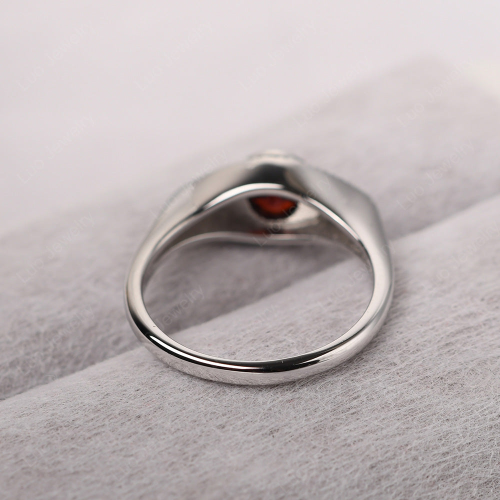 Garnet Ring Evil Eye Ring Yellow Gold - LUO Jewelry