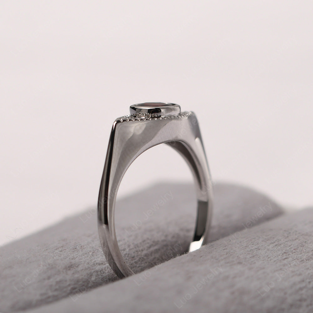 Garnet Ring Evil Eye Ring Yellow Gold - LUO Jewelry