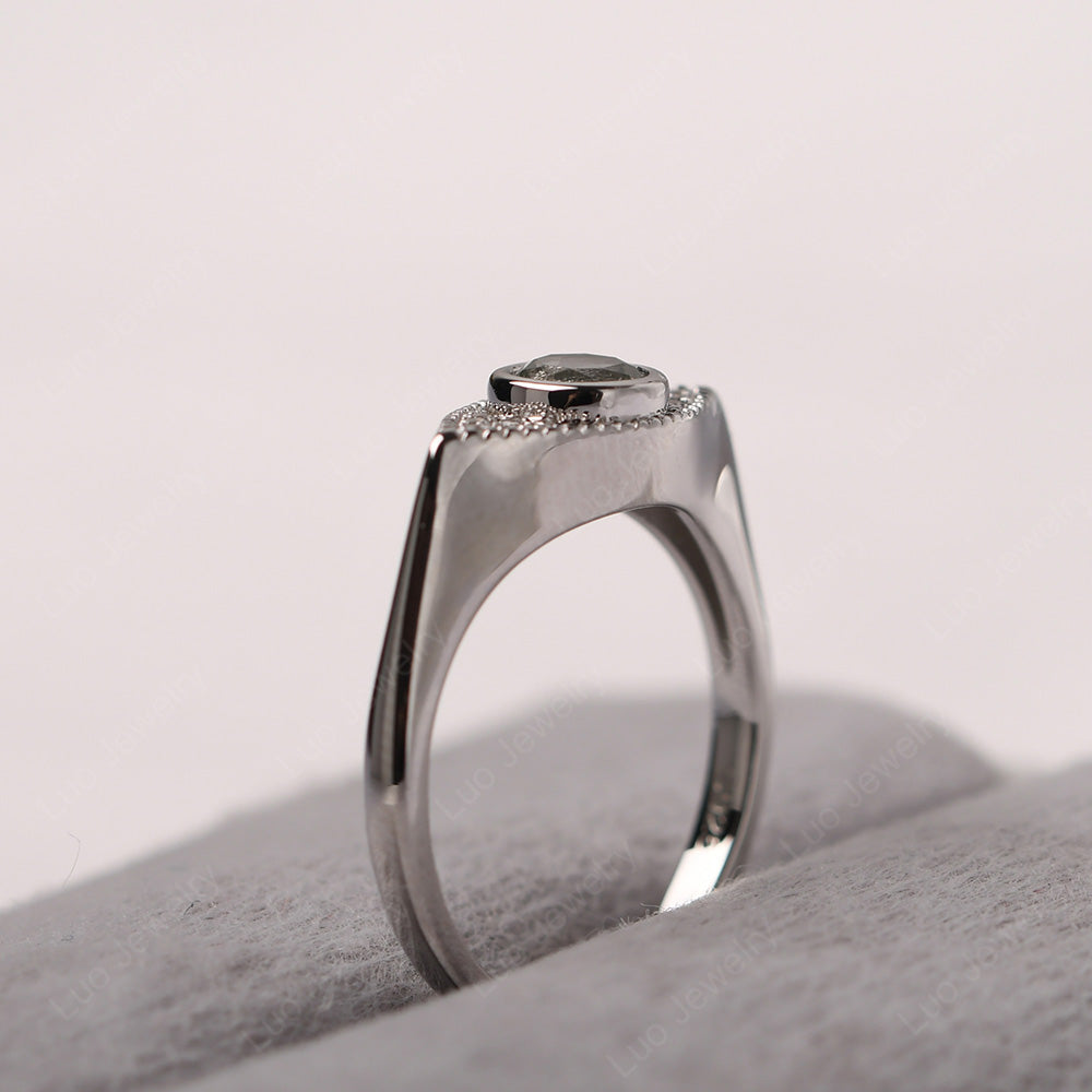 Green Amethyst Ring Evil Eye Ring Yellow Gold - LUO Jewelry