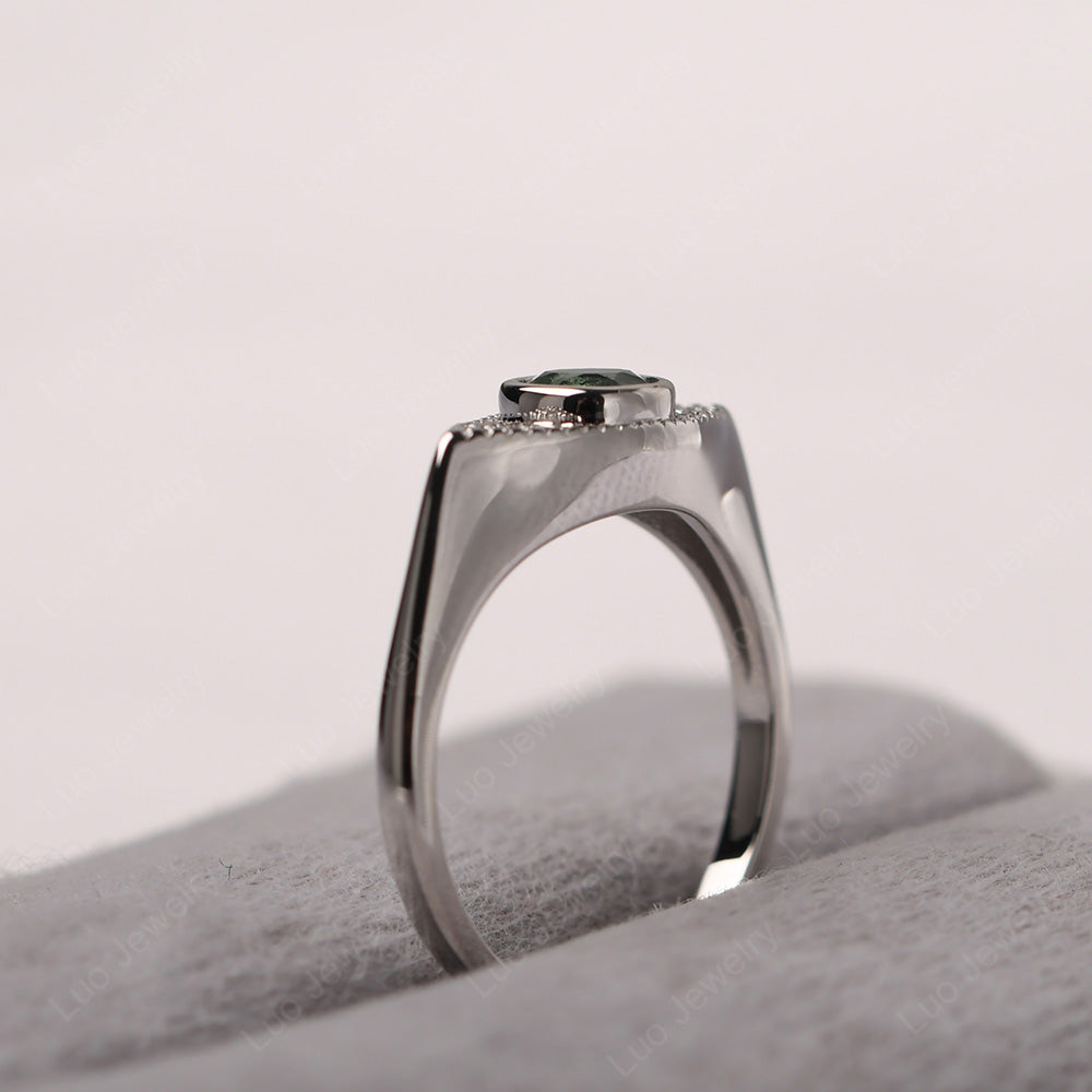 Green Sapphire Ring Evil Eye Ring Yellow Gold - LUO Jewelry