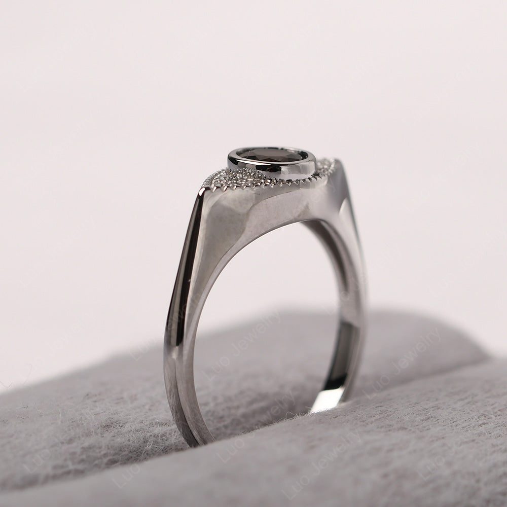 Smoky Quartz  Ring Evil Eye Ring Yellow Gold - LUO Jewelry