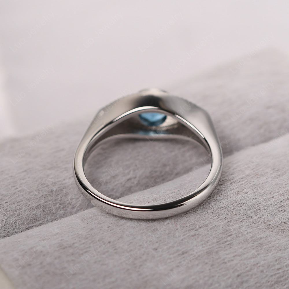 Swiss Blue Topaz Ring Evil Eye Ring Yellow Gold - LUO Jewelry