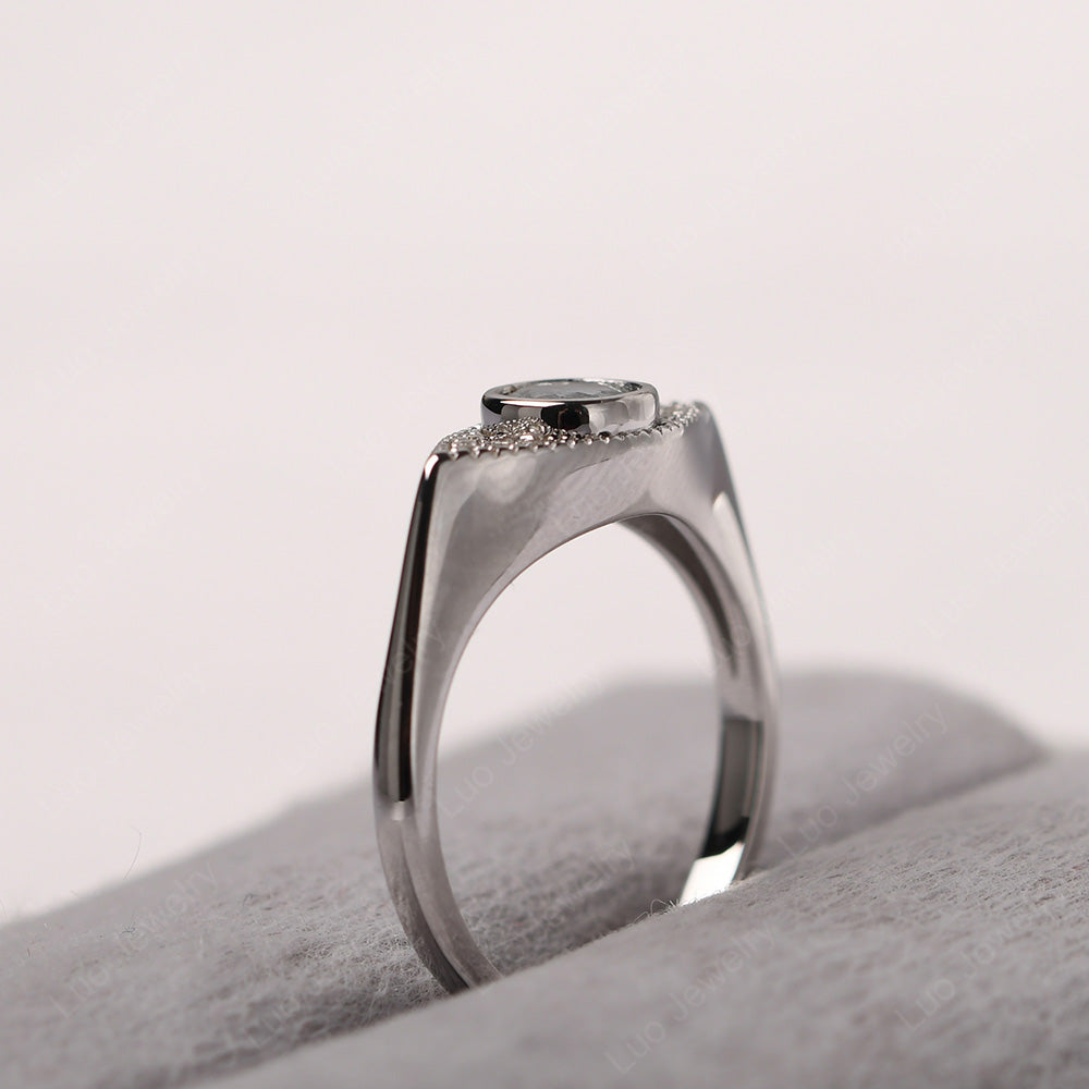 White Topaz Ring Evil Eye Ring Yellow Gold - LUO Jewelry