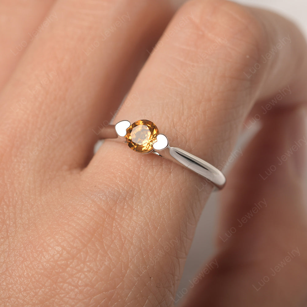 Dainty Citrine Ring Solitaire Engagement Ring - LUO Jewelry