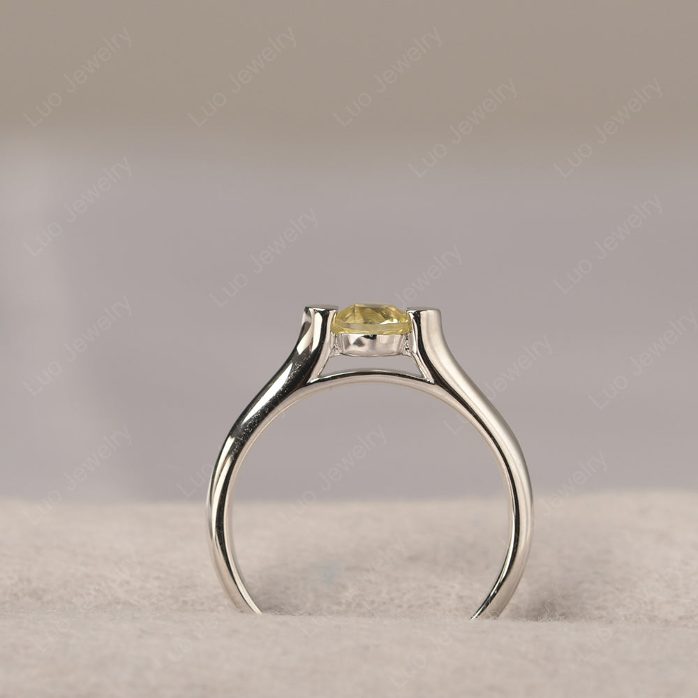 Dainty Lemon Quartz Ring Solitaire Engagement Ring - LUO Jewelry