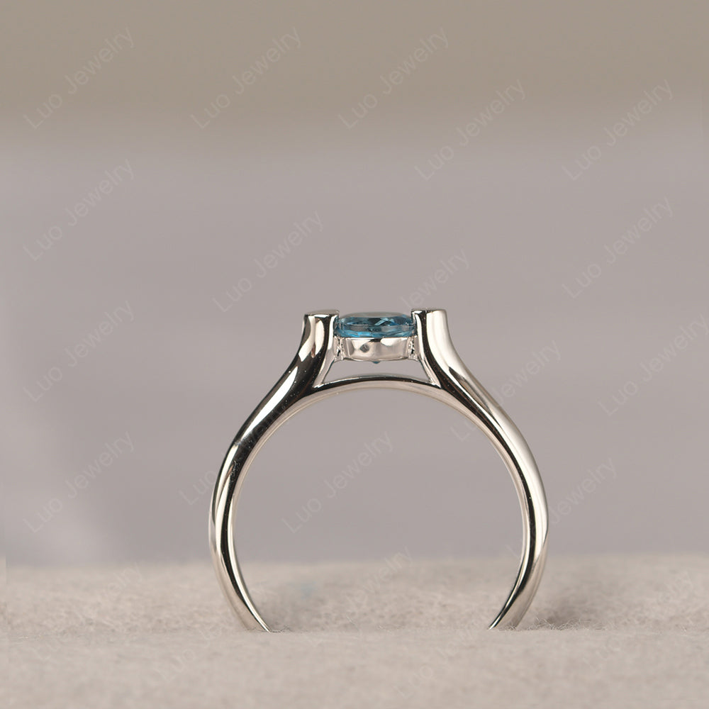 Dainty London Blue Topaz Ring Solitaire Engagement Ring - LUO Jewelry