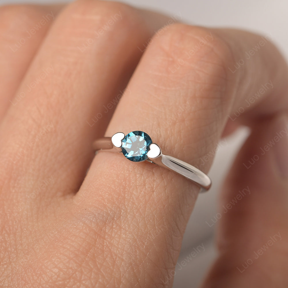 Dainty London Blue Topaz Ring Solitaire Engagement Ring - LUO Jewelry
