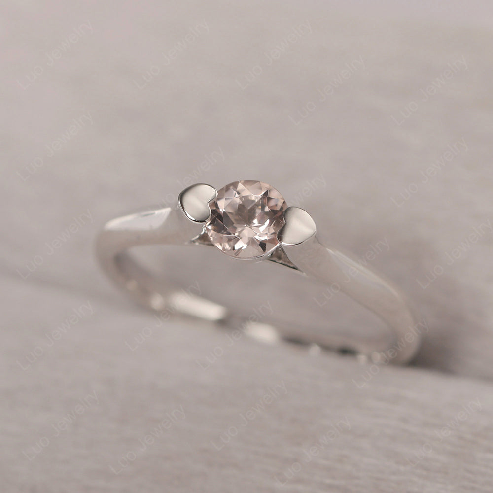 Dainty Morganite Ring Solitaire Engagement Ring - LUO Jewelry