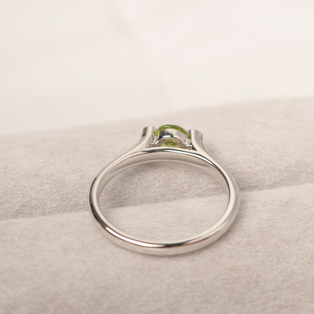 Dainty Peridot Ring Solitaire Engagement Ring - LUO Jewelry