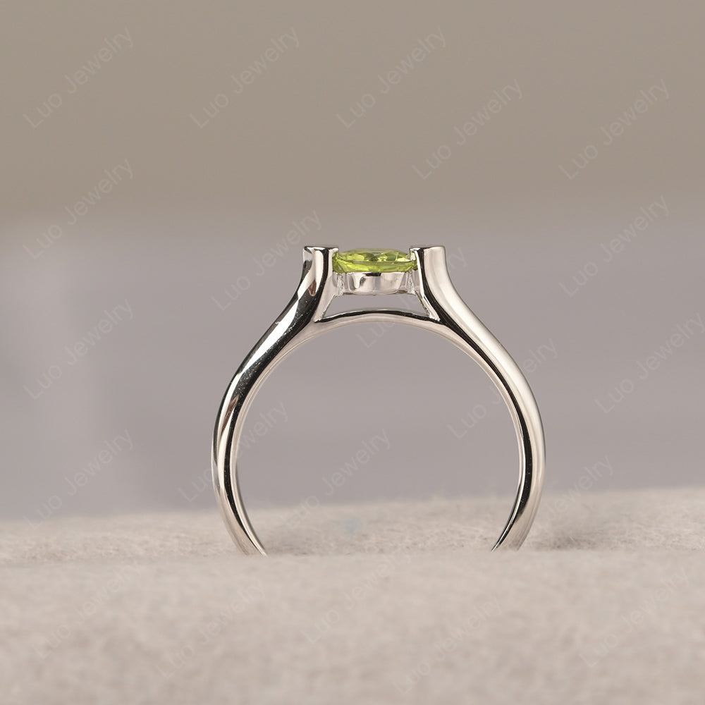 Dainty Peridot Ring Solitaire Engagement Ring - LUO Jewelry