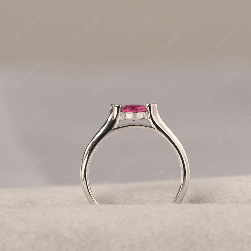 Dainty Ruby Ring Solitaire Engagement Ring - LUO Jewelry