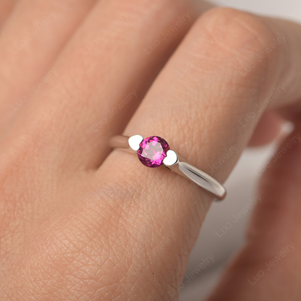 Dainty Ruby Ring Solitaire Engagement Ring - LUO Jewelry