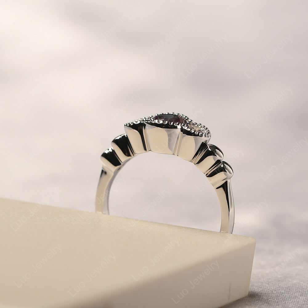 3 Stone Bezel Set Ring Alexandrite Mothers Ring - LUO Jewelry