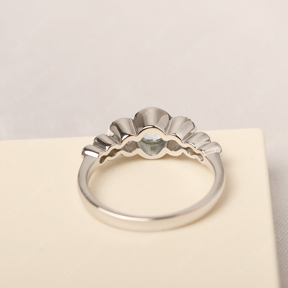 3 Stone Bezel Set Ring Aquamarine Mothers Ring - LUO Jewelry