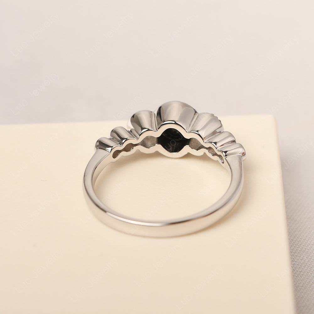 3 Stone Bezel Set Ring Black Spinel Mothers Ring - LUO Jewelry