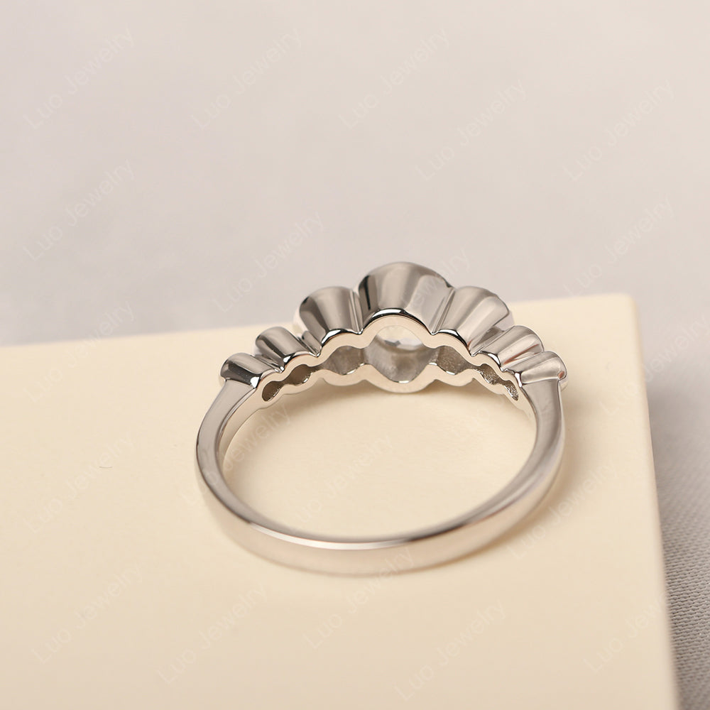 3 Stone Bezel Set Ring Green Amethyst Mothers Ring - LUO Jewelry