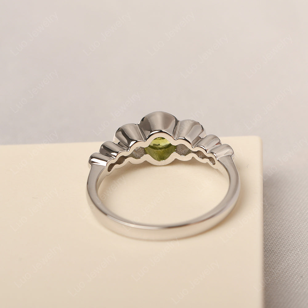 3 Stone Bezel Set Ring Peridot Mothers Ring - LUO Jewelry