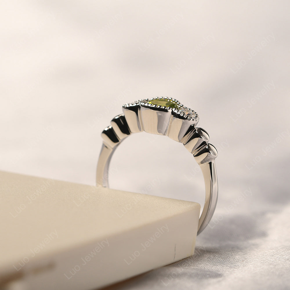 3 Stone Bezel Set Ring Peridot Mothers Ring - LUO Jewelry