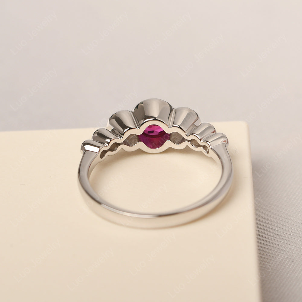3 Stone Bezel Set Ring Ruby Mothers Ring - LUO Jewelry